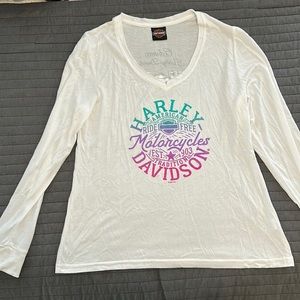 Harley Davidson size L white long sleeve tee
